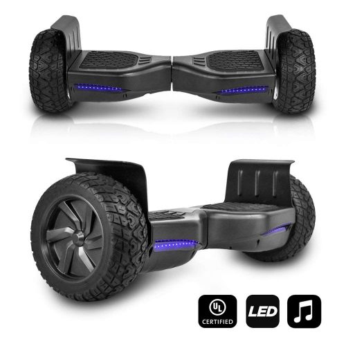 CHO All Terrain Black Rugged 8.5 Inch Wheels Hoverboard Off-Road Smart Self Balancing Electric Scooter With built-In Speaker LED Lights UL2272 Certified B07746V4YS