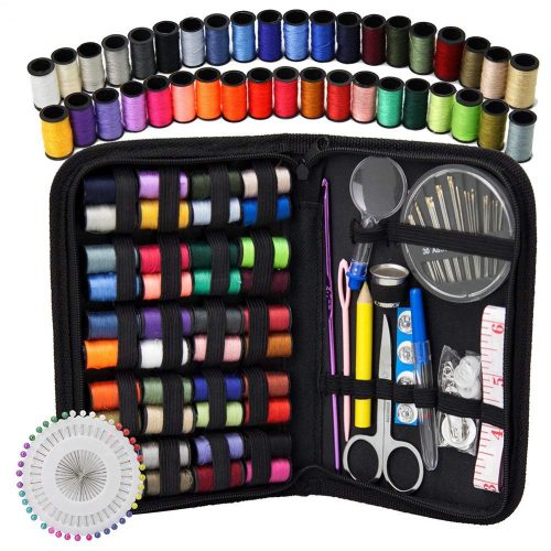 Sewing Kit - DIY Premium Sewing Supplies, Zipper Portable & Mini Sew Kits for Traveler, Adults, Beginner, Emergency - Filled with Mending and Sewing Needles, Scissors, Thimble, Thread, Tape Measure, etc.