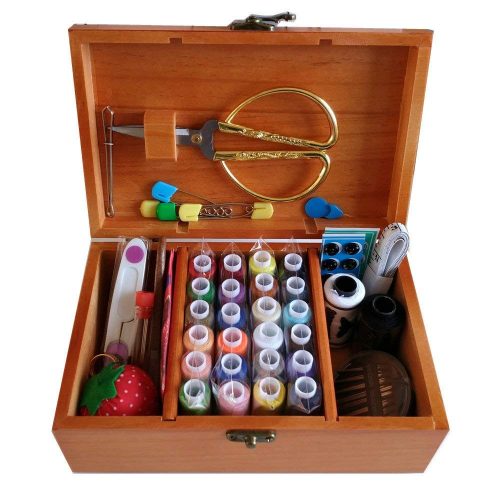 Wooden Sewing Basket/Sewing Box with Sewing Kit Accessories