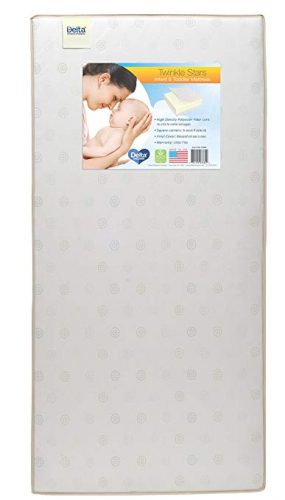 Delta Children Twinkle Stars Fiber Core Crib and Toddler Mattress | Waterproof | Lightweight - crib mattress