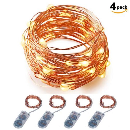 ITART Micro LED String Lights Battery Powered Set of 4 Red Mini String Light - Christmas LED Wire Lights
