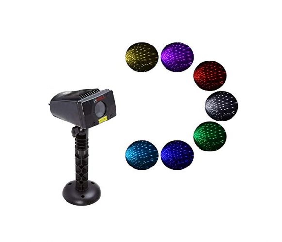 LEDMALL Full Spectrum Motion Star Effects 7 color WHITE Laser Christmas Lights - Outdoor Laser Light for Christmas