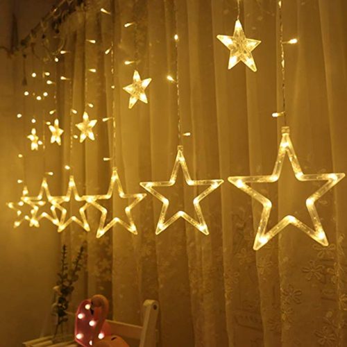 Twinkle Star 12 Stars 138 LED Curtain String Lights - LED String Lights for Christmas