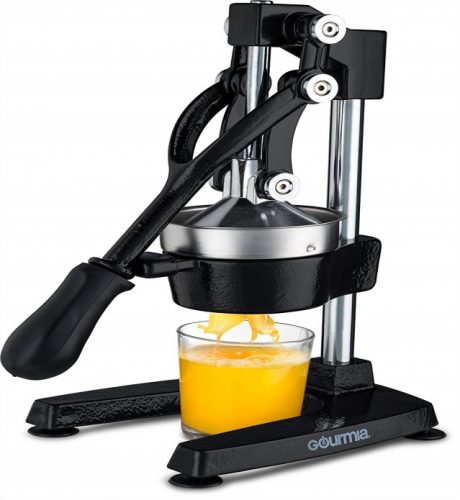 Gourmia GMJ9970 Large Citrus Juicer – Commercial Grade Press Orange and Lemon Press Juicing -Extracts Maximum Juice – Heavy Duty Cast Iron Base and Handle - Non-Skid Suction Foot Base