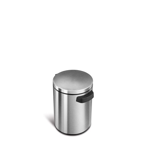 NINESTARS DZT-5-1S Automatic Touchless Infrared Motion Sensor Trash Can, 1.2 Gal 5L, Stainless Steel Base (Round, Stainless Steel Lid)
