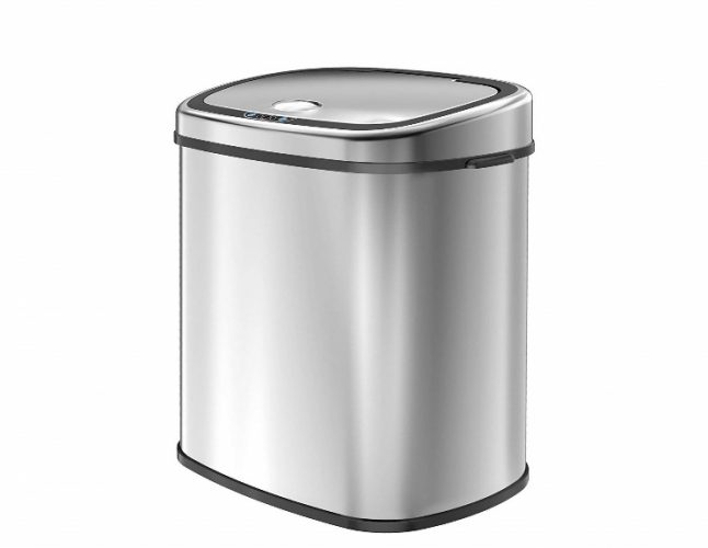 1home 58L/15.3-Gallon Infrared Touchless Automatic Motion Sensor Stainless Steel Trash Can