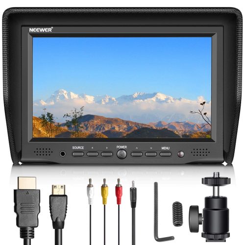 Neewer 7-inch Field Monitor with VGA/AV/HDMI Input IPS Screen 800:1 Contrast 800x480 High Resolution for Canon Nikon Sony Olympus DSLR Cameras and Camcorders (NW708-M) (Battery NOT Included)