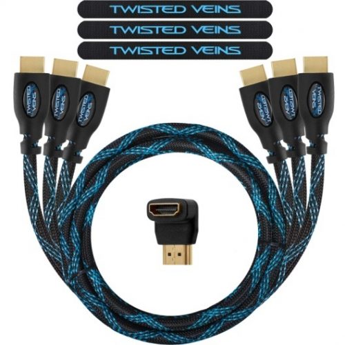 Twisted Veins HDMI Cable 6 ft, 3-Pack, Premium HDMI Cord Type - High-Speed HDMI Cables