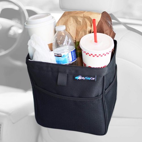 MyTidyCar Car Trash Can - Premium Pockets & Waterproof Litter Garbage Bag - Large