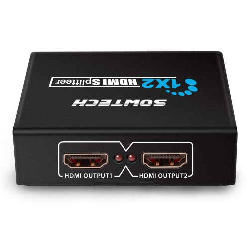 SOWTECH 1X2 HDMI Splitter Version 1.4 Full HD 1080P Powered HDMI Splitter 1 in 2 Out Support 3D for Duplicated/Mirror Dual Monitor