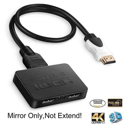 HDMI Splitter 1 in 2 out, LinkS HDMI Splitter 1 To 2 Amplifier For Full HD 1080P/ 3D/ 4K Come with High Speed HDMI Cable, USB Cord(1 Source onto 2 Displays)