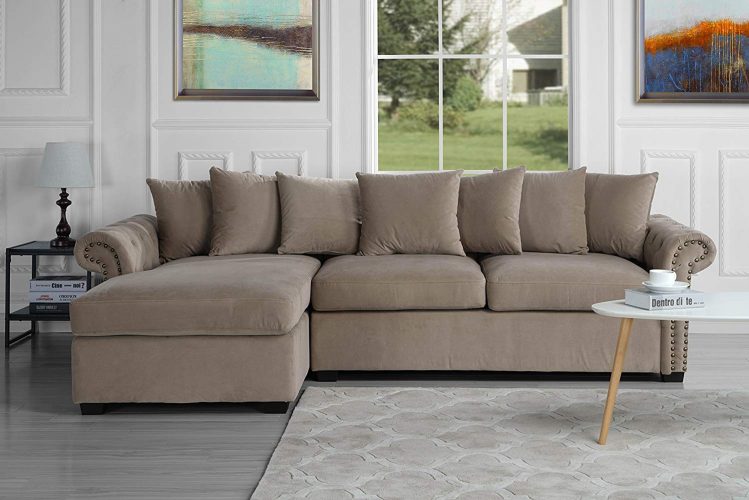 Modern Large Tufted Velvet Sectional Sofa - Corner Sofa (L shape sofa)