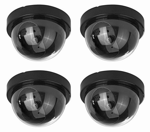 (4 Pack) Fake Dummy Security CCTV Dome Camera With Realistic Look Recording Flashing Red LED Light Indoor And Outdoor Use, For Homes & Business- By Armo 