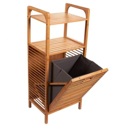 1. Juvale Laundry Hampers - Bamboo Shelf with Tilt-Out Hamper Basket, Clothes Hampers for Laundry, Perfect for Bathrooms and Spas, Brown, 15.8 x 37.5 x 11.8 Inches