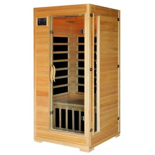 Radiant Saunas 1-2-Person Infrared Sauna Room with 4 Low-EMF Carbon Heaters, Audio System, Canadian Hemlock