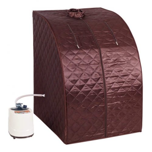 Giantex Portable 2L Steam Sauna Spa Full Body Slimming Loss Weight Detox Therapy w/Chair (Coffee)