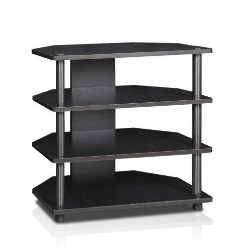 Furinno Turn-N-Tube Easy Assembly 4-Tier Petite TV Stand 15093BW/BK, Blackwood