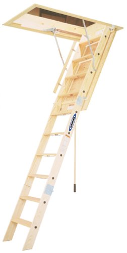 Werner Duty Rating Wood Folding Heavy Duty Attic Ladder - Attic Ladders