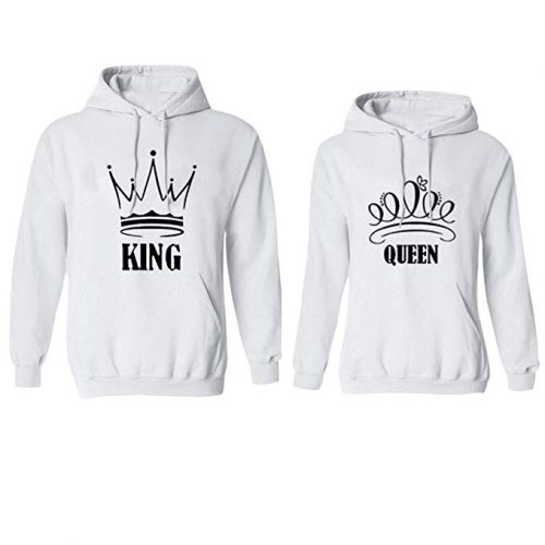 YJQ King and Queen Matching Couple Hoodies Pullover Hoodie Sweatshirts
