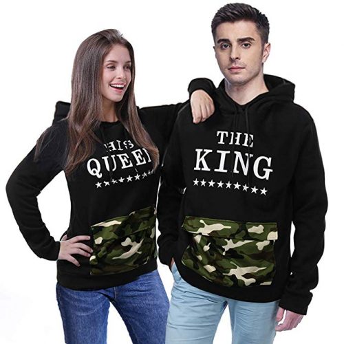 YJQ King and Queen Matching Couple Hoodies Pullover Hoodie Sweatshirts