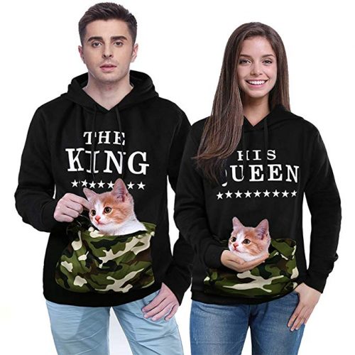 Bangerdei Matching Couple King and Queen His and Her Hooded Sweatshirt Pullover Hoodies