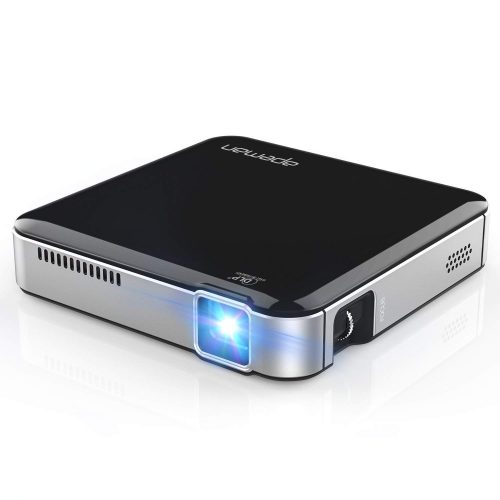 APEMAN Mini Portable Projector Video DLP Home Cinema Pocket Projector HD Support 1080P HDMI MHL Input Built-in Rechargeable Battery Dual Stereo LED Life up to 45000 Hours (Black)