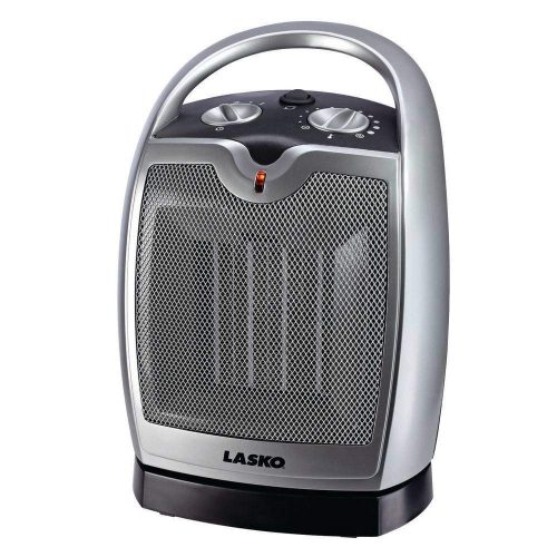Lasko 5409 Ceramic Portable Space Heater with Adjustable Thermostat - Features Widespread Oscillation to Distribute Warm Air Silver