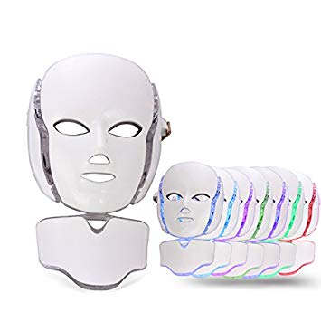 7 Colors LED Light Facial Mask Photorejuvenation Spectrum Anti Acne Therapy Skin Tighten Instrument With Neck Mask Set Face Car