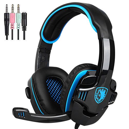 SADES SA708GT Gaming Headset for Xbox One, PS4, PC, Volume Controller, Noise Cancelling Over Ear Headphones Mic, Bass Surround Soft Memory Earmuffs for Computer Laptop Mac