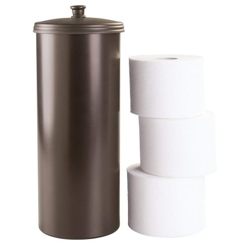 InterDesign Kent Free Standing Toilet Paper Holder – Spare Roll Storage for Bathroom, Brown