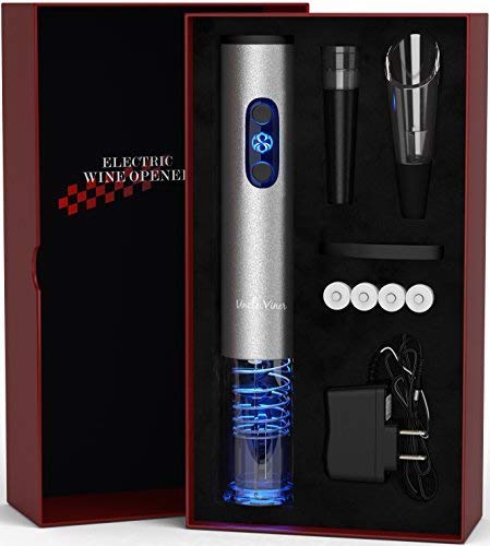 Electric Wine Opener with Charger- Wine Accessories Holiday Gift Set Holiday Kit with Batteries and Foil Cutter- Uncle Viner G105