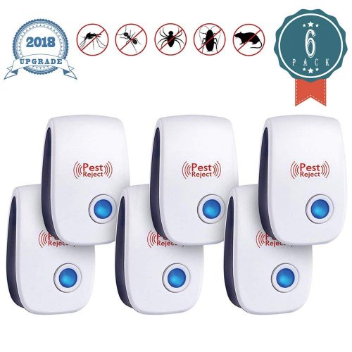 JALL Ultrasonic Plug in Pest Control, Electric Mouse Repellent Mosquito, Mice, Rat, Roach, Spider Flea, Ant, Fly, Bed Bugs, Cockroach-No Traps Poison & Spraye, 6 Pack, White