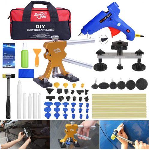FLY5D 53Pcs Auto Body Paintless Dent Repair Removal Tool Kits Dent Lifter Bridge Glue Puller Kits With Tool Bag