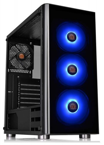 Thermaltake V200 Tempered Glass RGB Edition 12V MB Sync Capable ATX Mid-Tower Chassis with three 120mm 12V RGB Fan + 1 Black 120mm Rear Fan Pre-Installed CA-1K8-00M1WN-01
