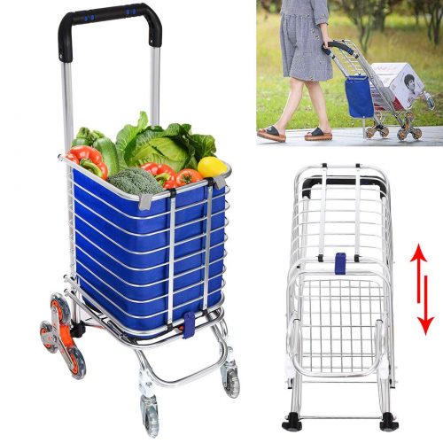 Utility Shopping Cart Collapsible Grocery Carts with Rolling Swivel Wheels for Stairs, 177 Pounds Capacity (US Stock)