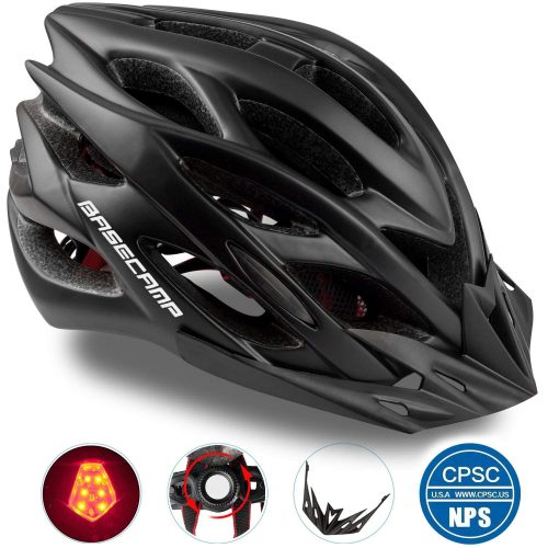 Basecamp Specialized Bike Helmet with Safety Light, CPSC Certified, Adjustable Sports Cycling Helmet Bicycle Helmets for Road & Mountain for Men & Women, Safety Protection