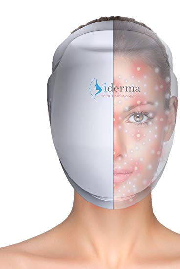 iderma Youth Restoring Face Masque: Anti Aging LED Light Therapy Facial Skin Treatment Mask for Lightening, Firming, Refining and Repairing Complexion