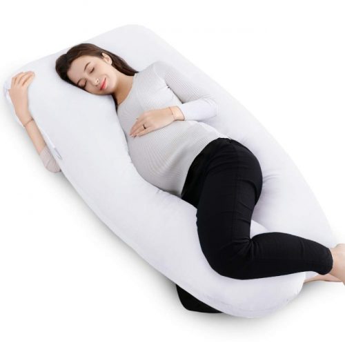 QUEEN ROSE 55" Full Body Pregnancy Pillow, U-shaped Maternity Pillow for Sleeping with Nursing Baby Design,w/Removable Cotton Cover