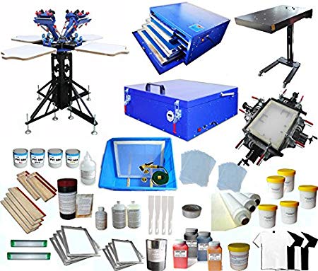 4-4 Screen Printing Press with Materials Package Starter Whole Screen Printing Kit T-shirt Printing