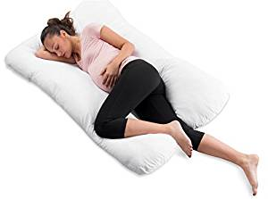ComfySure Pregnancy Full Body Pillow-U Shaped Maternity and Nursing Cushion with Removable White Cover-Back, Neck Hip Support, and Relief-Firm and Plush