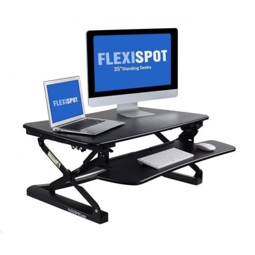 FlexiSpot M2B Standing Desk - 35" wide platform Height Adjustable Stand up Desk Computer Riser with Removable Keyboard Tray (Medium size Black)