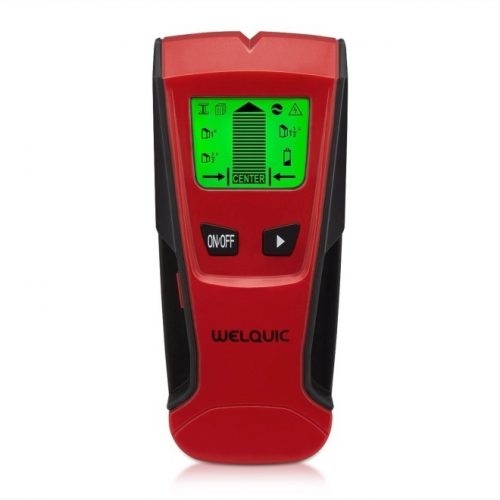 WELQUIC Stud Finder Electric Center-finding with 3-in-1 Metal AC Wires Wood Detector with Backlit LCD Screen and Beeping Signal Alert, Black and Red