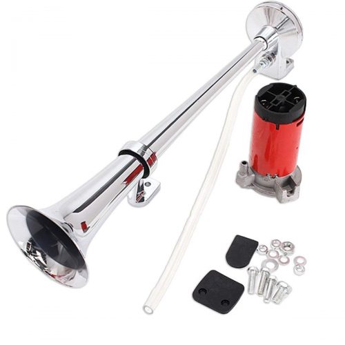 Zento Deals 12V Single Trumpet Air Horn Single Trumpet Air Horn + Compressor Powerful Loud 150db for Truck Boat SUV Train
