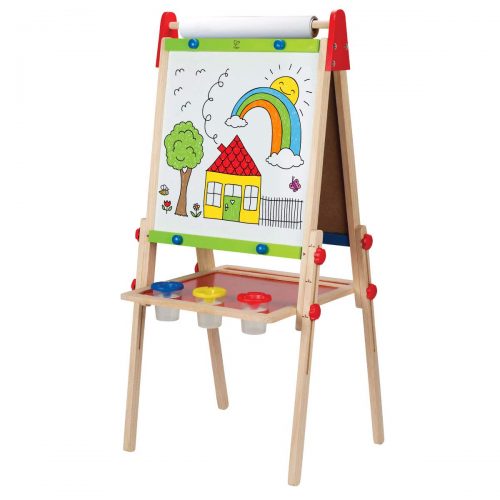 Award Winning Hape All-in-One Wooden Kid's Art Easel with Paper Roll and Accessories