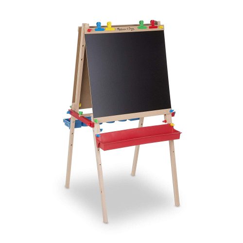 Melissa & Doug Deluxe Standing Art Easel - Dry-Erase Board, Chalkboard, Paper Roller, Standard Packaging