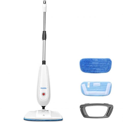 Holife Steam Mop Floor Steamer Cleaner, Tile and Hard Wood Floor Cleaner with 2 Microfiber Pads, Carpet Glider and Measuring Cup, Multipurpose Use for Cleaning Laminate/Hardwood/Tiles/Carpet