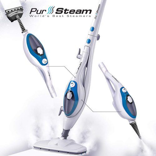 Steam Mop Cleaner ThermaPro 10-in-1 with Convenient Detachable Handheld Unit, Laminate/Hardwood/Tiles/Carpet Kitchen - Garment - Clothes - Pet Friendly Steamer Whole House Multipurpose Use by PurSteam