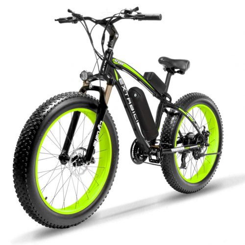 Cyrusher Fat Tire Bike Snow Bike Mountain Bike with Motor 500W 48V Lithium Battery Extrbici XF660 Shimano 7 Speeds System 4.0 inch Fat Tire Suspension Fork Dual Disc Brakes New Adjustable Handlebar | Electric Mountain Bikes