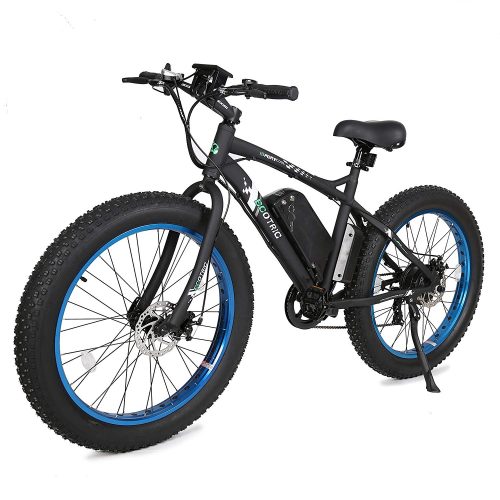 ECOTRIC Fat Tire Electric Bike Beach Snow Bicycle 26" 4.0 inch Fat Tire ebike 500W 36V/12AH Electric Mountain Bicycle with Shimano 7 Speeds Lithium Battery Black/Orange/Blue