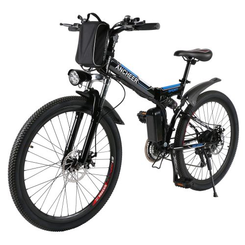 ANCHEER Folding Electric Mountain Bike with 26 Inch Wheel, Large Capacity Lithium-Ion Battery (36V 250W), Premium Full Suspension and Shimano GearANCHEER Folding Electric Mountain Bike with 26 Inch Wheel, Large Capacity Lithium-Ion Battery (36V 250W), Premium Full Suspension and Shimano Gear